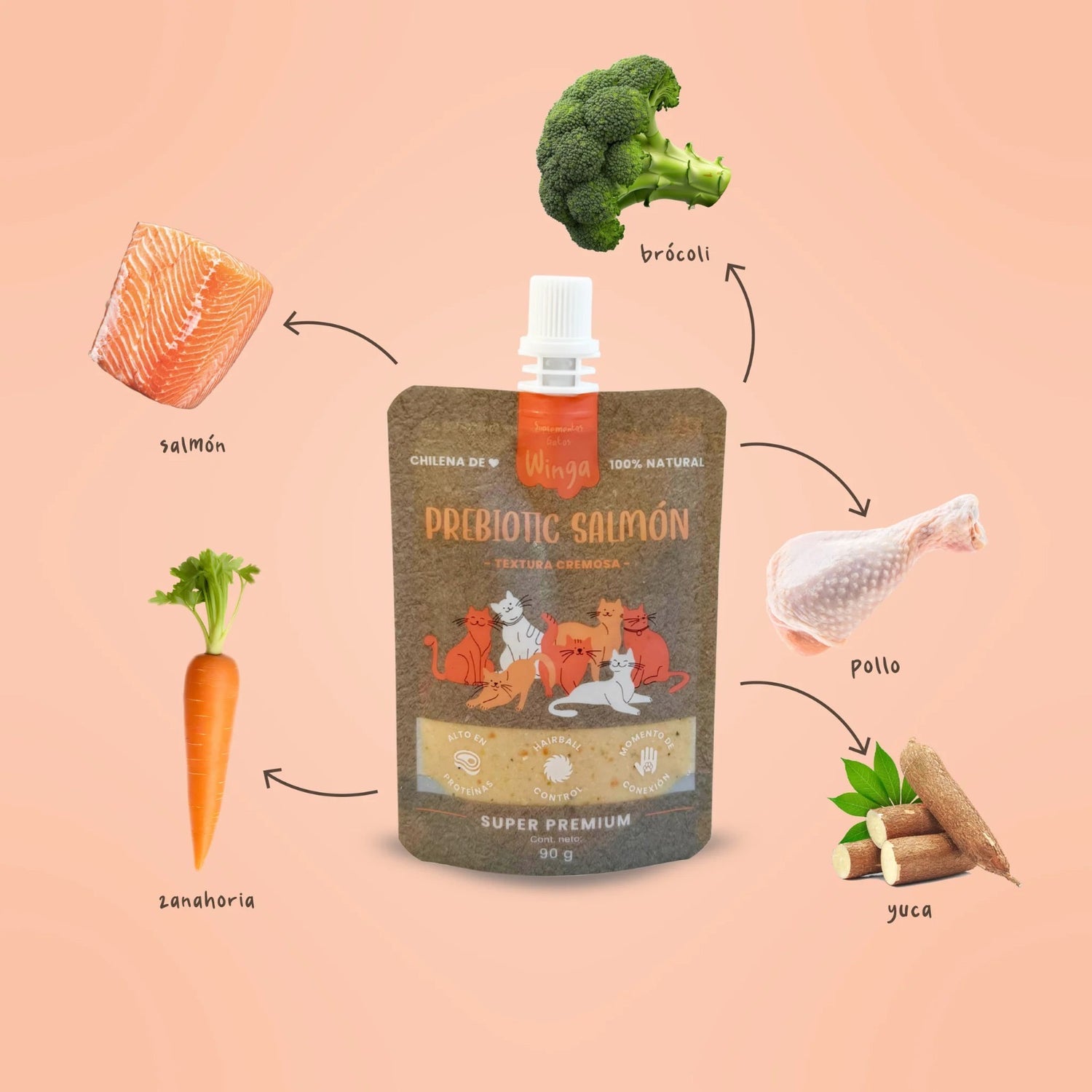 Winga Prebiotic Salmon Gatos